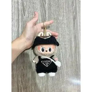 Labubu Ppada Hat and Overalls Outfit (Black) - Clothing for Labubu