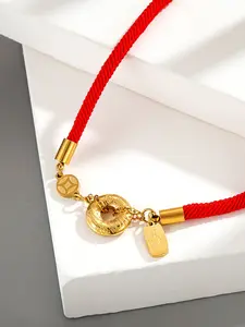 Titanium Steel Cord Bracelet, Ethnic Style Zirconia Inlay, Non-Fading Color, Eco-Friendly Accessory, Chinese Wind Jewelry