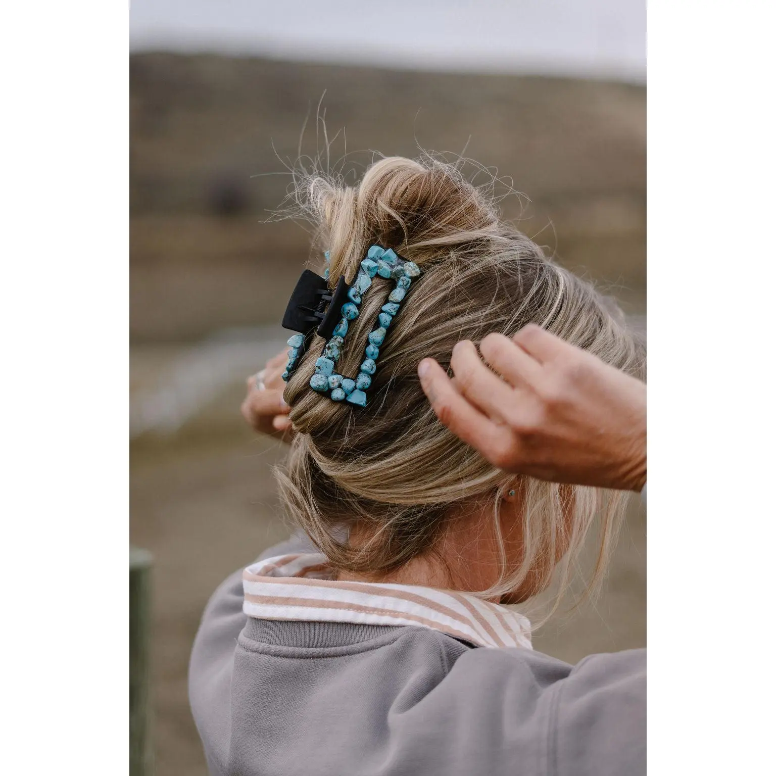 Handmade Turquoise Stone Hair Claw Clip