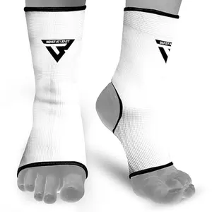 Muay Thai Ankle Wrap for Martial Arts – Durable and Reliable Boxing Gear for Men & Women – Ankle Wrap for Kick Boxing, MMA & Combat Sports (White Blk, S/M)