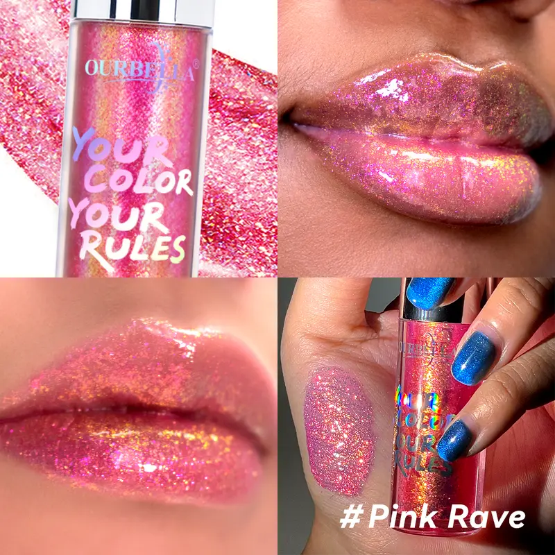 [SUNLIT RESTOCK]Ourbella holographic Ultra-Glitter Hydrating Lip Gloss, Smooth Glossy Lip Oil, Moisturizing Lip Care, High Shine Lip Gloss, Shimmering, Long-lasting Lipstick,TikTokShopblackfriday