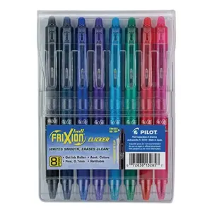 Pilot 0.7 mm Fine Tip FriXion Clicker Erasable Retractable Gel Pen - Assorted Color - Set of 8