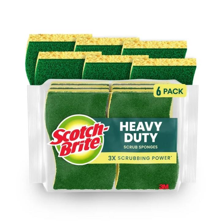 Scotch-Brite Heavy Duty Scrub Sponge, 6 Sponges Total
