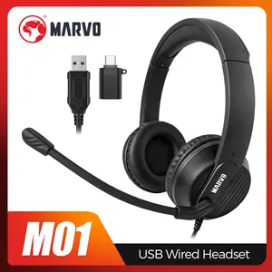 USB headset with microphone for laptops, PC headset, computer phone headset, in-line volume control and mute function, supports USB-A/Type-C ports, clear sound quality, suitable for office/home office/Zoom/Teams