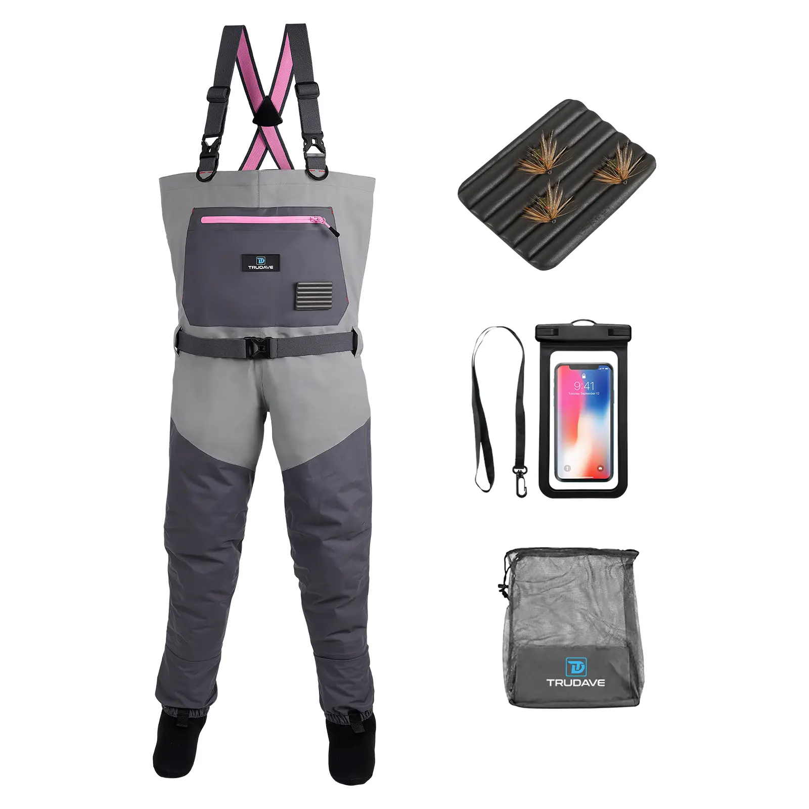 Trudave Women's Chest Waders with Boots Neoprene Lightweight Waterproof Fishing Waders for Outdoor Clothing & Athletic Activewear