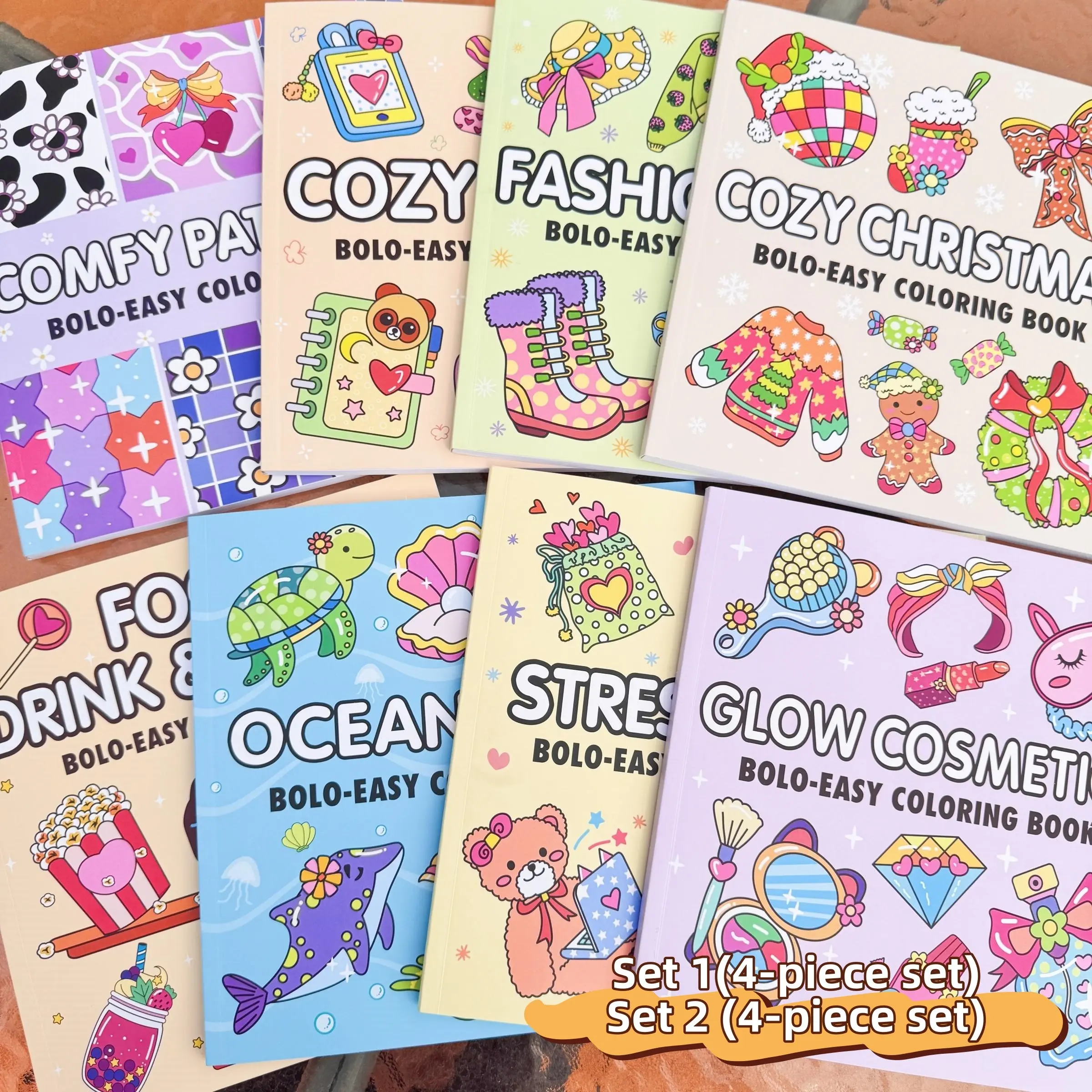 Coloring Book, 4/8 Counts Cute Cartoon Pattern Thickened Coloring Book, Kill Time Graffiti Painting Drawing Art Book, Art Supplies, Watercolor Painting Book, Coloring Gift Book