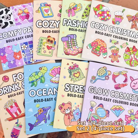Coloring Book, 4/8 Counts Cute Cartoon Pattern Thickened Coloring Book, Kill Time Graffiti Painting Drawing Art Book, Art Supplies, Watercolor Painting Book, Coloring Gift Book