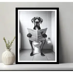 Great Dane Wall Art, Funny Bathroom Decor, Great Dane in Toilet, Animal in toilet, Petshop Art, Dog Art, Great Dane Gift, Canvas posters, room decorations, wall art, suitable for gifts for family and friends