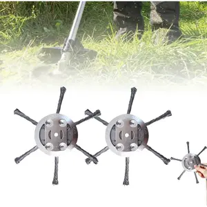 Steel Wire Grass Trimmer Head, 2025 New String Trimmer Replacement Head, 6 Inch Universal Weed Eater Head Replacement Weed Remover Tool, Wire Trimmer Head Blade for Lawn Mower Tray (1, B)