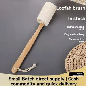 Wooden Long Handle Loofah Bath Brush, Exfoliating Back Scrubber, Anti-Itch Skin Cleanser, Loofah Sponge Body Brush, Dead Skin Remover, Shower Body Scrubber, Body Care Tool