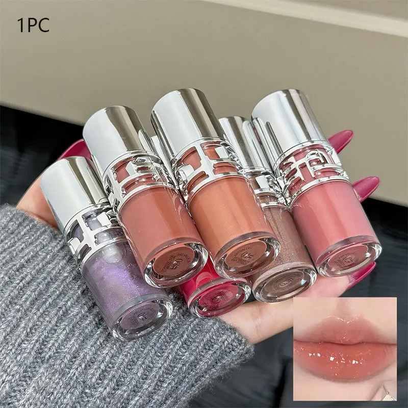 Flowing mirror lip gloss, waterproof and long-lasting luster, Glossy, High Gloss Shine, non stick to the cup, silky texture, natural makeup effect, Lipstick