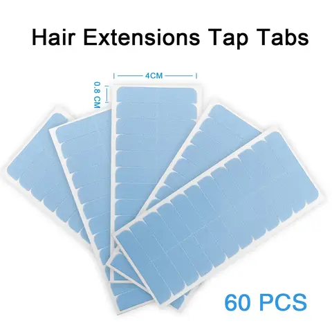SUYYA Sticky Tabs for Hair Extensions - Blue Pre-Cut 4cm x 0.8cm Double-Sided Extension Tape, Fast Removal, Wash-Proof Bond, Slip-Resistant, Steady Fit, Heatless Wear, Hides Well With Hair, Keeps In Place
