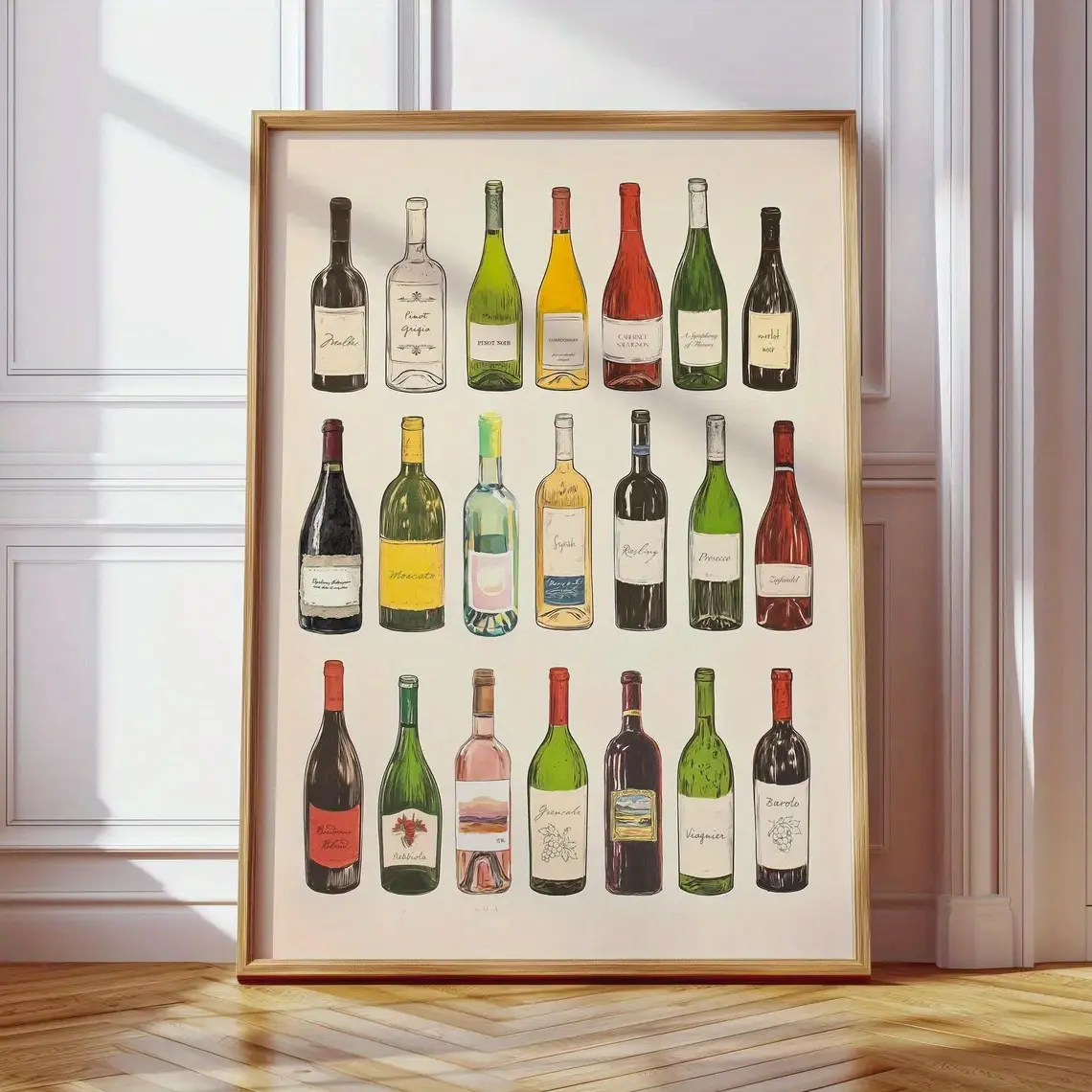 1pc, Wall Art, Vintage Poster, Wine Graphic Art Print, Minimalist Bohemian Style Champagne Canvas Painting, Dining Room Decoration, Kitchen Aesthetic Design, Gift for Friends, Housewarming Gift, Unframed