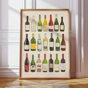 1pc, Wall Art, Vintage Poster, Wine Graphic Art Print, Minimalist Bohemian Style Champagne Canvas Painting, Dining Room Decoration, Kitchen Aesthetic Design, Gift for Friends, Housewarming Gift, Unframed