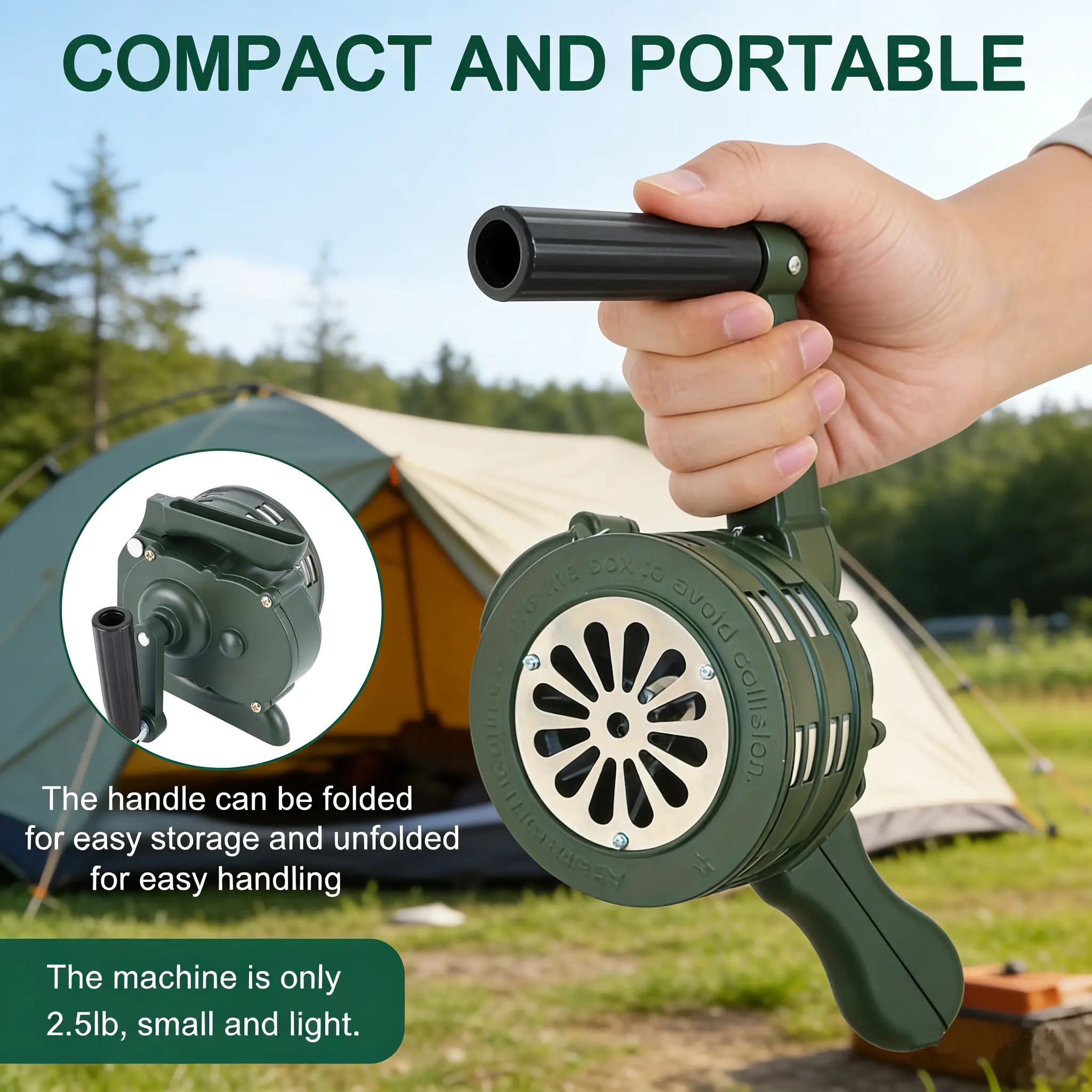 Hand Crank Alarm System, Foldable Home Camping Mine Emergency Alert, Portable Loud Speaker, Indoor Outdoor Use, Durable Handle Design, Personal Safety Alarm, Heavy Duty Safety, Home Safety Equipment