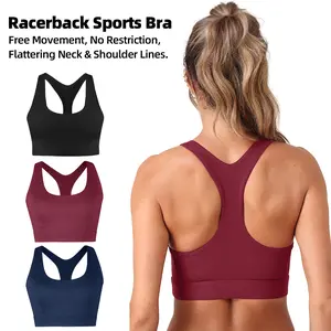 【Local shipping】  Women's YogaVogue 3-Pack Racerback Sports Bras - Local Shipping, Strong Support, Breathable Buttery-Soft Fabric, Removable Pads, Multiple Colors, Ideal for Yoga, Daily Running
