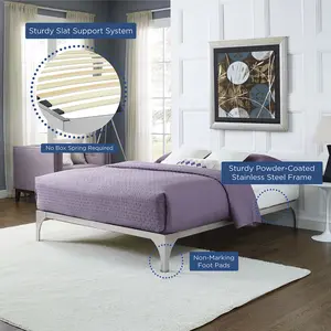 Modway Ollie Full Bed Frame in Silver