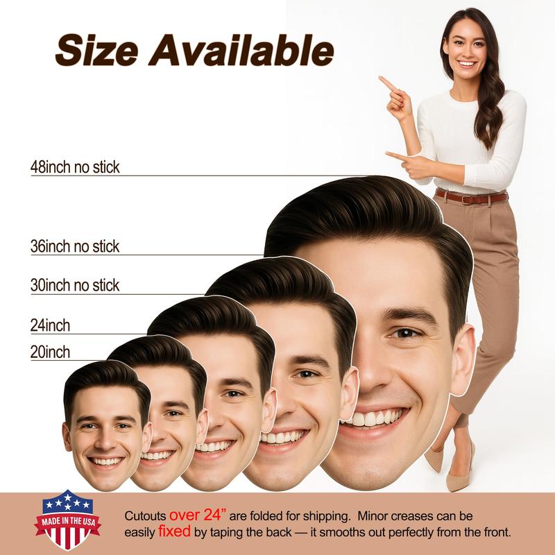 Turn Photo into Giant Big Head Cutout Funny Custom Face Sign for Bachelorette Graduation Pranks Waterproof Handheld Party Prop Made in USA