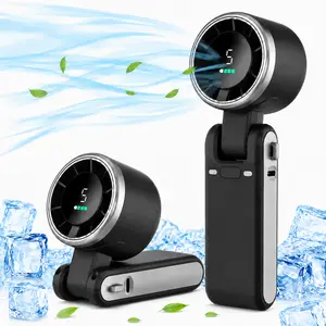 Portable Handheld Turbo Fan – 5-Speed Wind, 5000mAh Type-C Rechargeable, Up to 10 Hours, 3-in-1 Hand/Neck/Desktop Fan with Air Turbo Cooling Tech – Perfect for Outdoor Activities, Travel, Beach, Office, Men & Women