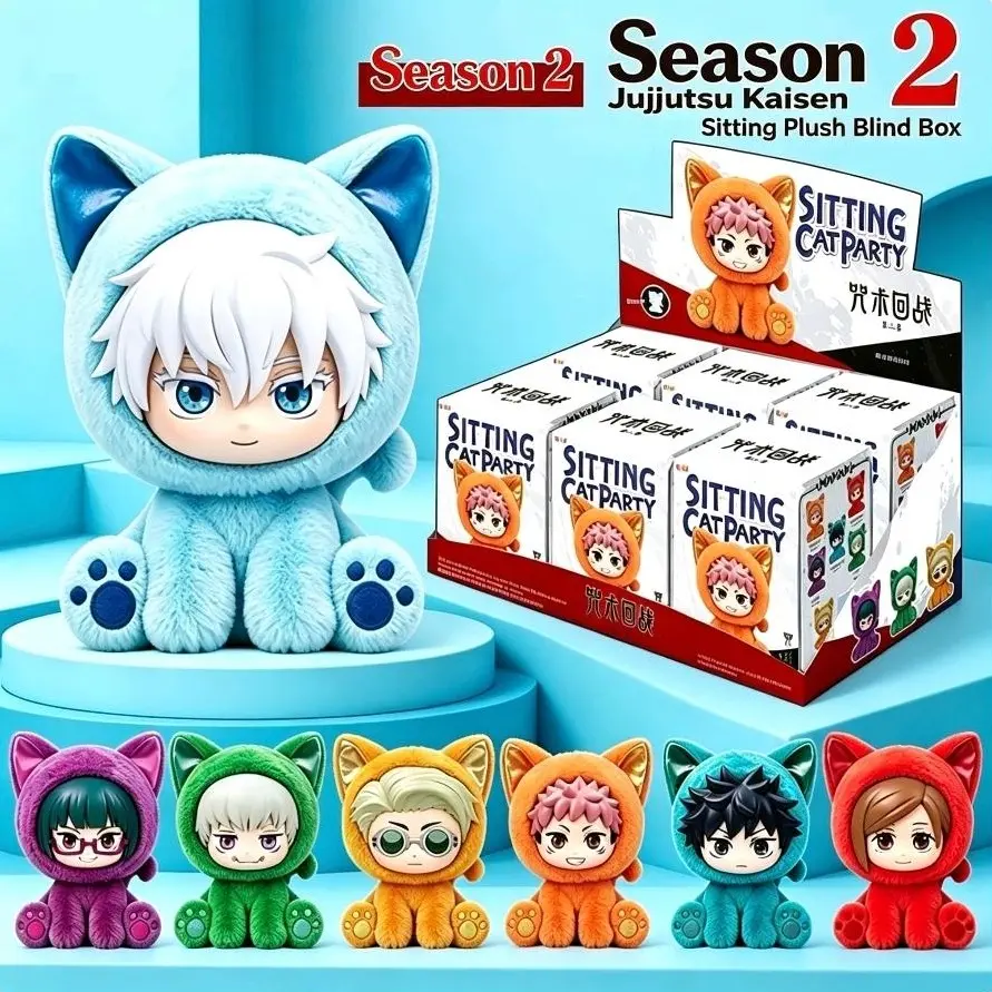 Jujutsu Kaisen Season2 Sitting Cat Party Blind Box Flocked Sitting Figurine Anime Mystery Box Collectible Figures  Blind Box