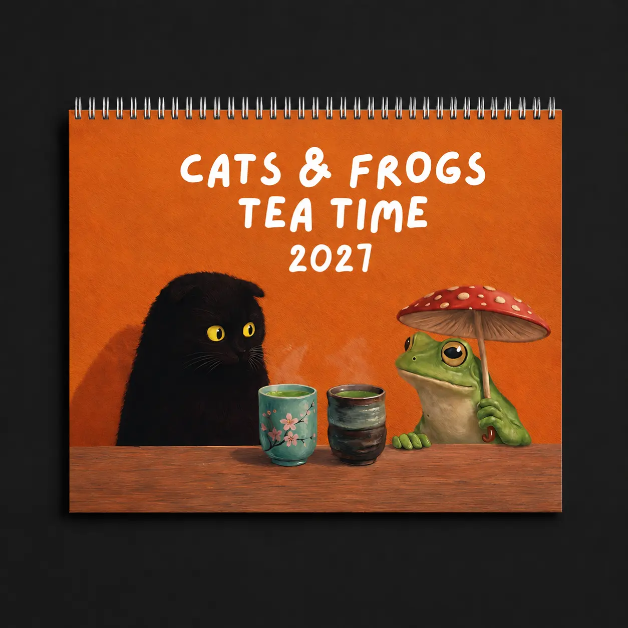 Cat & Frog 2027 Wall Calendar, Cute Calendar, Room Decor, Novelty Collectible Gift