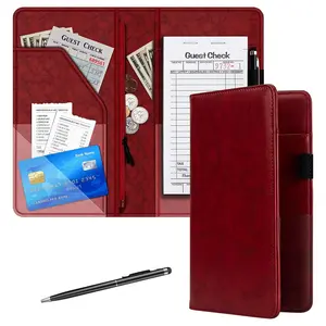 5x9 Inch PU Leather Server Book for Waitress with Zipper Pocket, Server Wallet Organizer Fits Waitress Apron