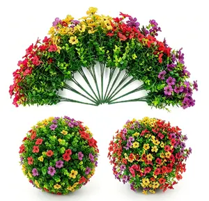 12 Bundles Artificial Flowers for Outdoors Decoration, UV Resistant Silk Faux Daisy Flora Spring Fake Plastic Plants Greenery for Outside Indoor Yard Home Porch Window Box Decor,