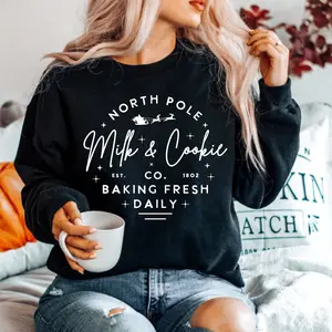(shirt not included) North Pole Milk & Cookies - in White   - Screen print Transfer
