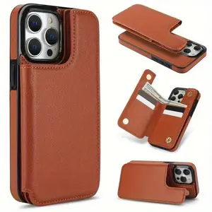 Business-style flip phone case with card holder and wallet, suitable for iPhone 17/16/15/14/13/12 Pro Max/Pro/Plus/Xs Max and Samsung Galaxy S25/S24/S23/S22 Ultra/Plus. Personalized wallet phone case, anti-drop and anti-fingerprint, high-end fashion. ipho