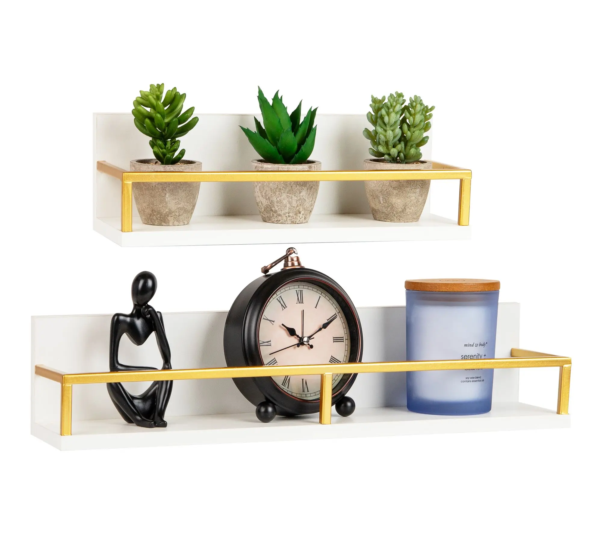 Mind Reader Wall-Mounted Floating Shelves Set of 2 Mind Reader Wall-Mounted Floating Shelves Set of 2