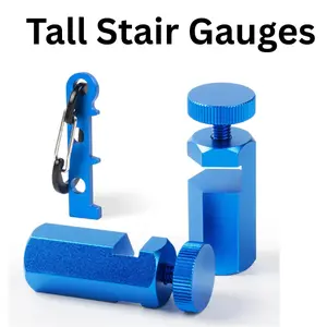 Tall Stair Gauges with Holder and Carabiner, Metal Stair Gauge Clamps for Framing Square, Circular Saw, and Carpentry Work, Precision Stringer Layout Tool for Stairs, Rafters, and Woodworking Projects