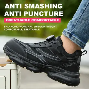 Women's Safety Shoes Steel Toe Anti-Smash Anti-Penetration Protective Footwear for Work All-Season Comfort Breathable Lightweight