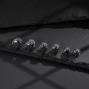 CASSIECA 1Pair Magnetic Earrings for Men Women 5A Shiny CZ Dragon Claw Punk Hypoallergenic Stainless Steel Non Piercing Clip on Fake Earrings Studs Gold Silver Black 5/6.5/8MM Not Easy to Fall Men's Accessories