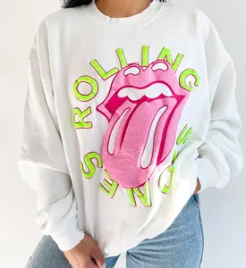 Rolling Stones Neon Puff Crewneck Sweatshirt