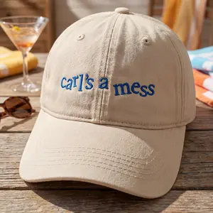 Carl’s a Mess Embroidered Hat | Funny Minimal Text Cap | Viral Meme Aesthetic Baseball Cap | Adjustable Unisex Hat Streetwear | Relatable Humor Gift Idea | Trendy TikTok Hat Casual Everyday Outfit