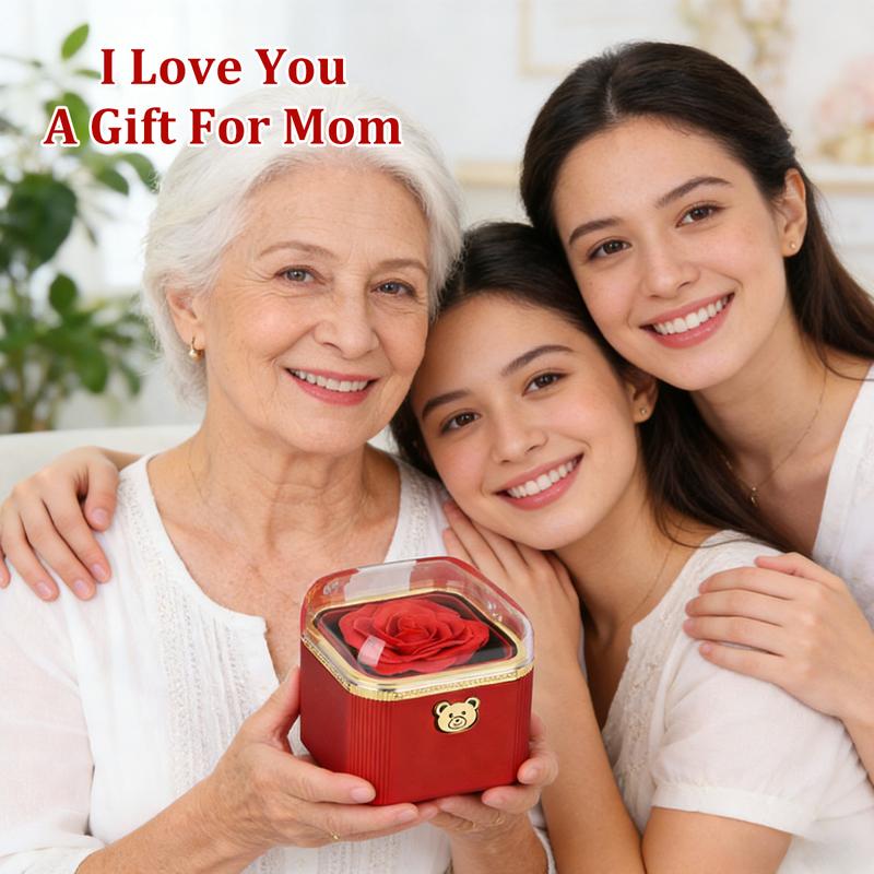 Preserved Red Real Rose with Heart I Love You Necklace -Eternal Flowers Rose Birthday Gifts for Women Her Mom Wife Girlfriend Grandma on Valentines Mothers Day Anniversary Romantic