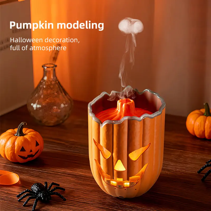 New Halloween Pumpkin Aromatherapy Diffuser - Ultrasonic Essential Oils Aromatherapy Machine, Humidifier Room Appliance with Jellyfish Mist, Colorful Changing Lights, Remote Control, Home Bedroom Decor, Halloween Gift