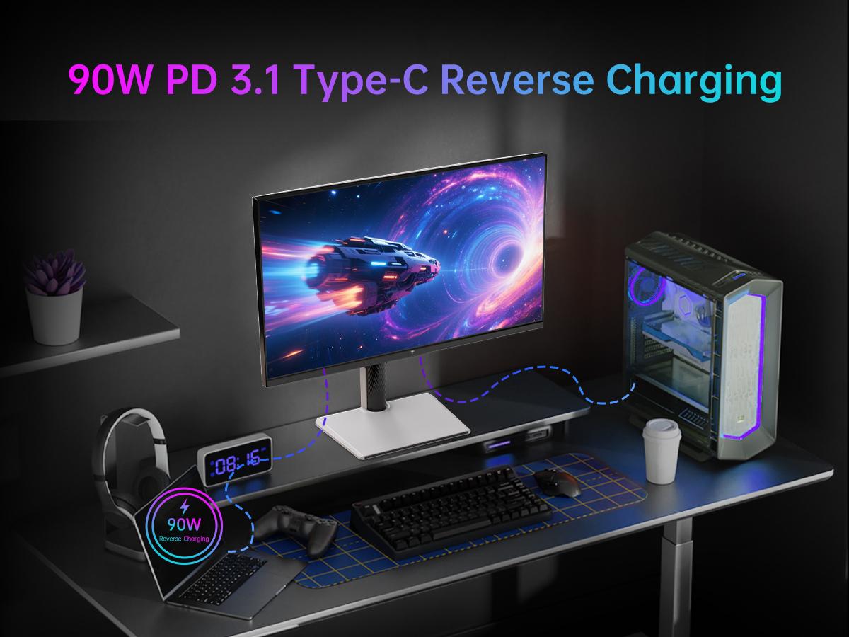 KTC 27" 4K Gaming Monitor, Dual Mode 4K UHD 160Hz & FHD 320Hz, LOGO RGB Light, Fast IPS, HDR400, Adaptive Sync, 90W Type-C, HDMI 2.1 & DP 1.4, Height Adjustment PC Monitor, VESA, KVM Support, H27P6