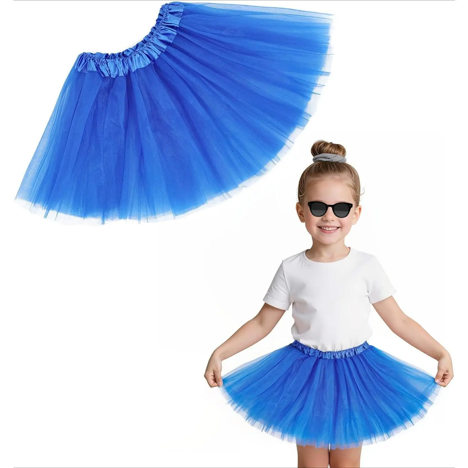 L-GCS002  4 Layers Tutu for Toddler Girls Kids 2-8 Years Halloween Costume Cosplay Princess Puffy Tulle Dance Skirt Birthday
