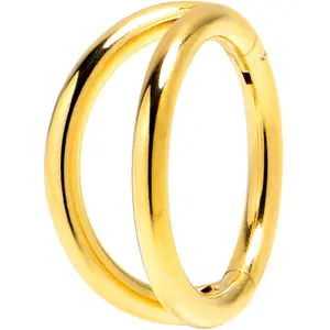 16G 5/16 Gold Tone Double Hoop Hinged Segment Ring