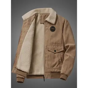 Men's Corduroy Fleece Lined Jacket, Soft Touch Winter Coat with Multiple Pockets, Warm & Comfortable Design for Daily Wear