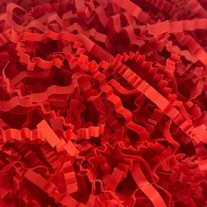 Bold Red Crinkle Cut Paper Shred Thick Premium Gift Box Filler Made in USA for Small Business Packaging & Shipping