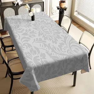 1Pc European light gray, pattern rectangular modern dining table cloth, family kitchen living room dining table cloth, party tablecloth, kitchen accessories, room & outdoor decorative tablecloth, friends house warming fashion tablecloth