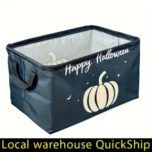 Happy Halloween Decorations Pumpkin Ghosts Storage Bins With Carrying Handle, Foldable Storage Boxes Organizer Containers, Storage Basket, Gift Basket Teacher Basket Book Basket, Halloween Basket, Fall Basket, Halloween Baskets, laundry basket