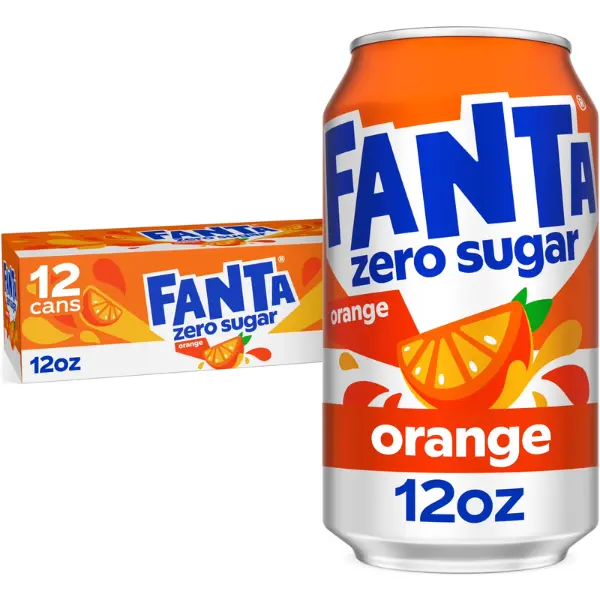 Fanta 0 Sugar Orange Soda Pop – 12 fl oz Cans, 12 Pack Fridge Pack