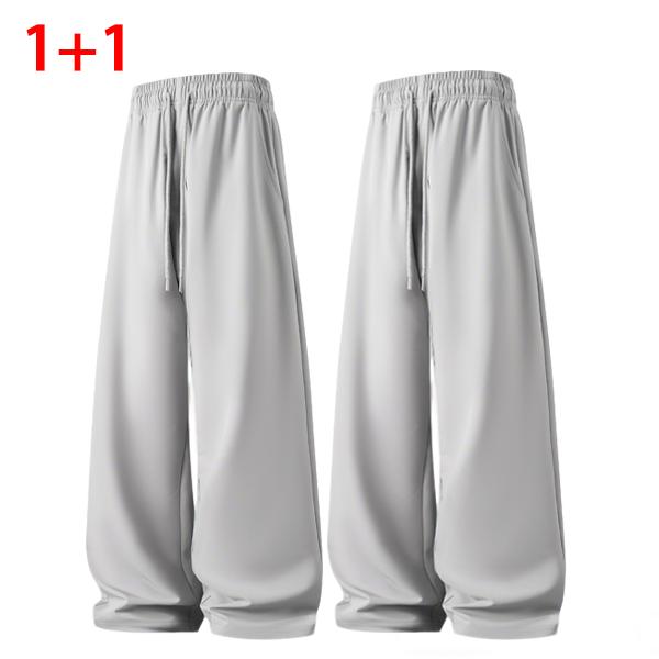 2PACK Men's Oversized Wide Leg Pants  Trendy Drawstring Casual Trousers, Comfy Summer Streetwear & Lounge Pants