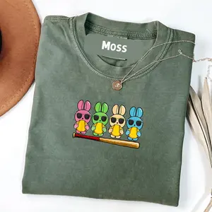 Comfort Colors Easter Colorful Costume Playing Softball Matching Player T-Shirt