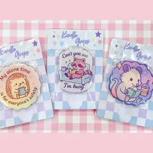 Pastel Animal Cozy Life Acrylic Phone Grip Combo – Cartoon Phone Holder Self Care Theme