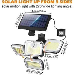New LED Solar Lights Outdoor Motion Sensor Human Induction Adjustable Head IP65 Waterproof Solar Power Wall Lamp(333LED-Fit)