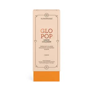 Supermood GloPop Tripeptide Liquid Collagen - Liquid Marine Collagen On-The-Go with Elastin, Biotin, Hyaluronic Acid, and Vitamin C for Healthy Skin - Orange Flavor - 14 Single Sticks Gluten Free GMO Free Dairy Free Hair & Nail Care Skin Care